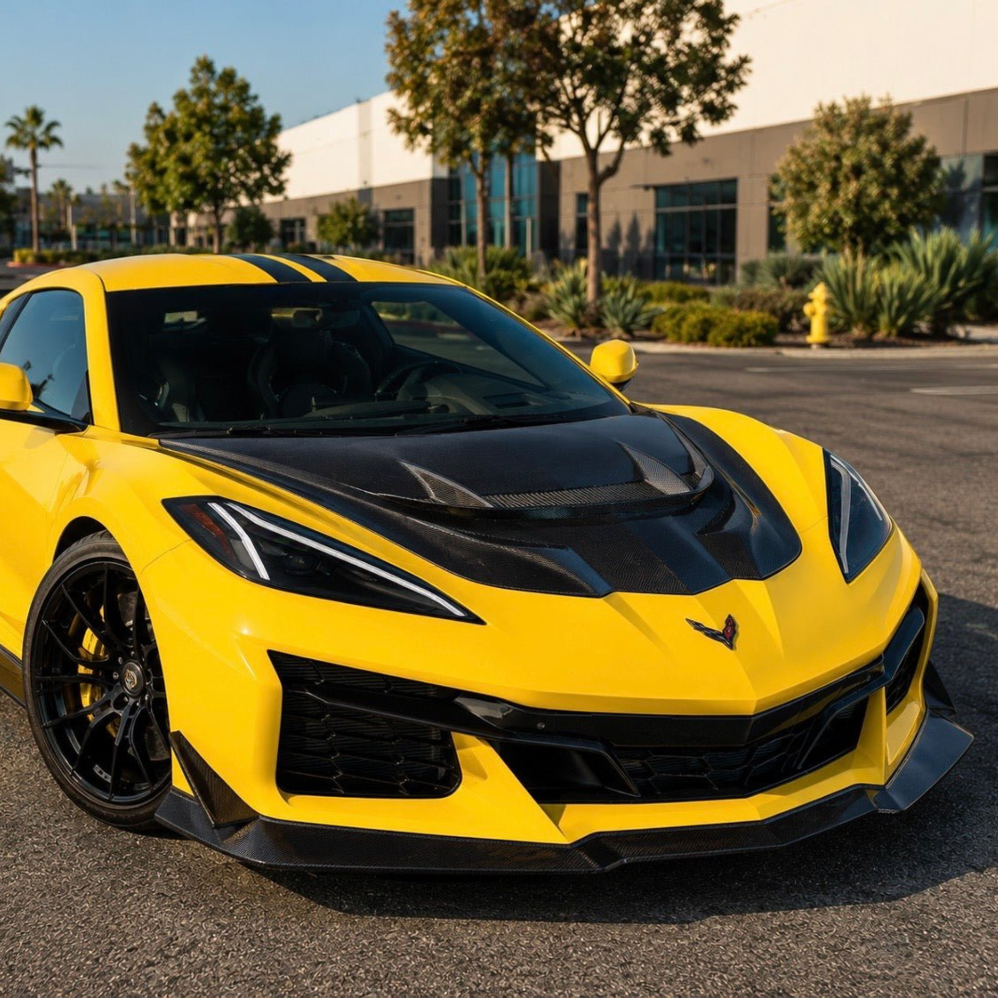 ZR1 Style Carbon Fiber Front Hood Bonnet Vent Panel For Chevrolet Corvette C8 Z06