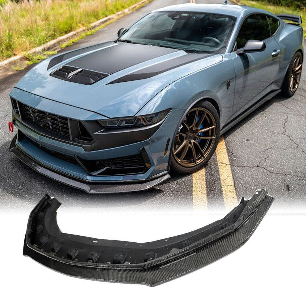 REAL CARBON FIBER FRONT LIP SPLITTER EXTENSION - FORD MUSTANG S650 GT / ECOBOOST (2024+)