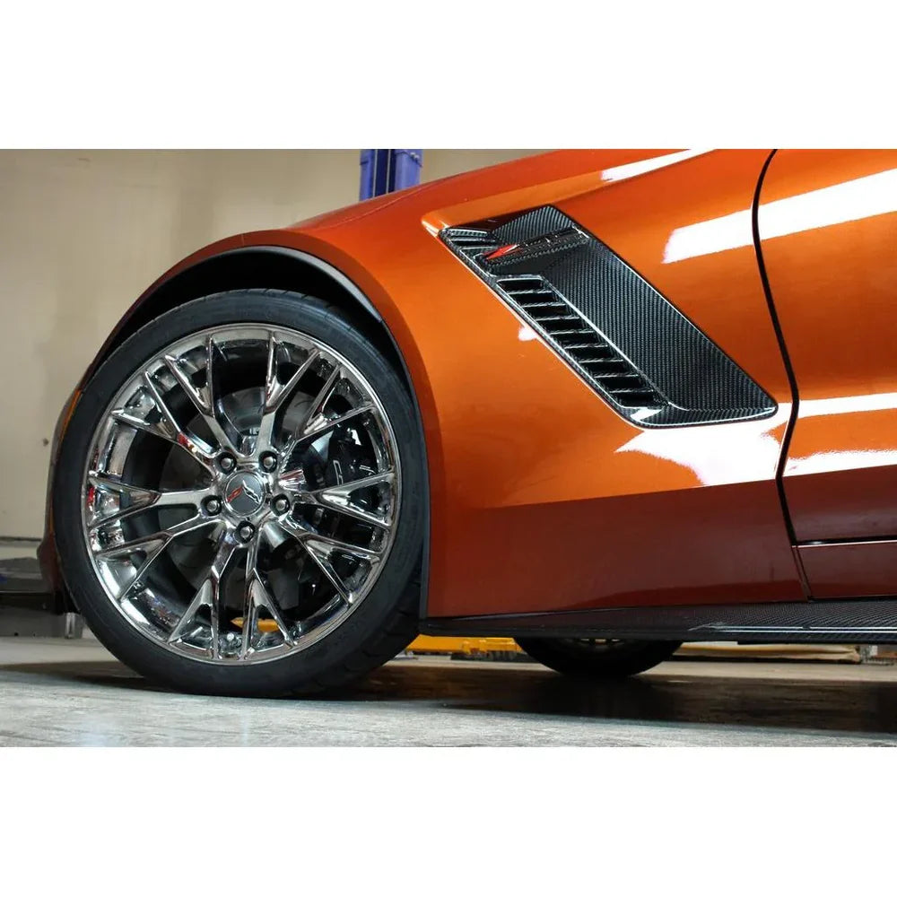 CARBON FIBER FRONT BUMPER SIDE FENDER GRILLE VENTS - CHEVROLET CORVETTE C7 Z06 (2015–2019)