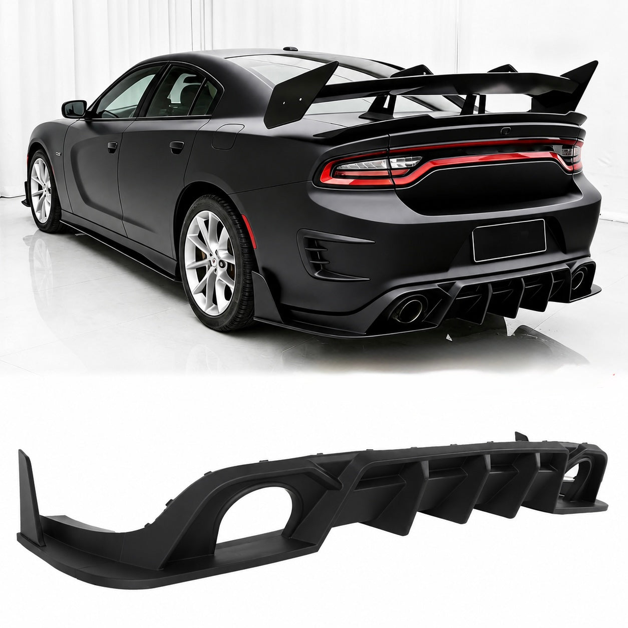 AAD STYLE MATTE BLACK REAR BUMPER DIFFUSER - DODGE CHARGER (2015–2023)