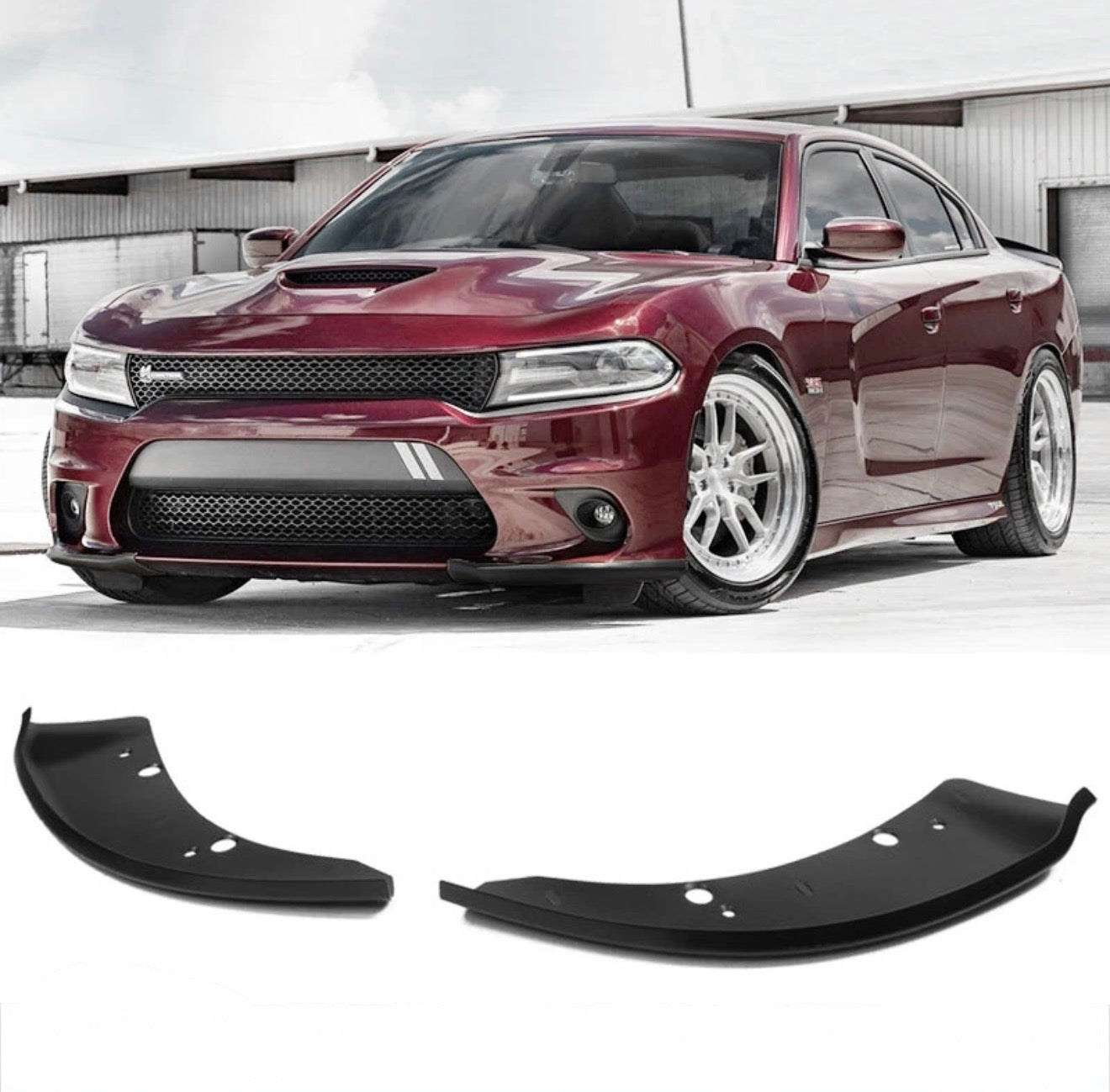 FRONT BUMPER LIP SPLITTER PROTECTORS - DODGE CHARGER SRT SCAT PACK (2015–2019)