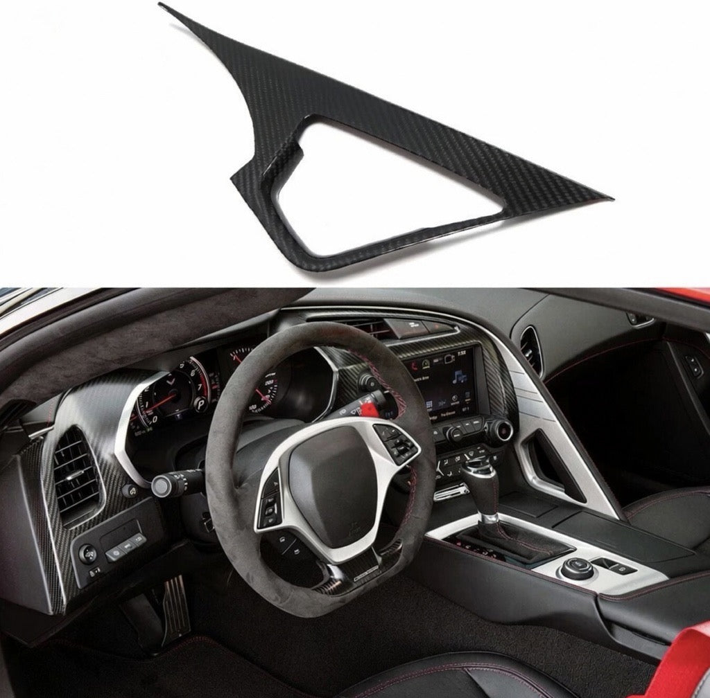 REAL CARBON FIBER CENTER HAND GRAB COVER TRIM - CHEVROLET CORVETTE C7 / Z06 / ZR1 (2014–2019)