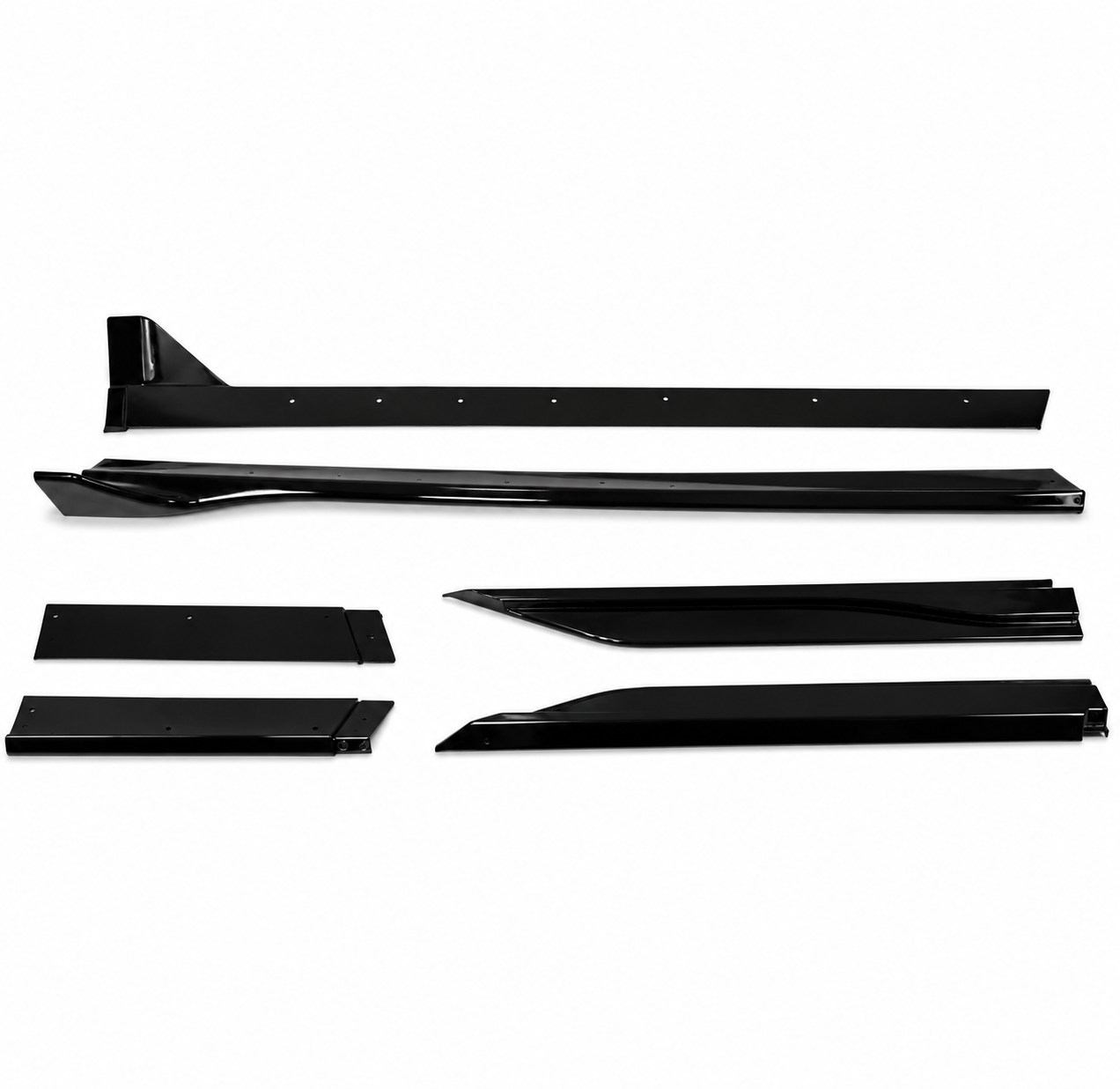 GT500 STYLE GLOSS BLACK SIDE SKIRTS - FORD MUSTANG (2010–2014)