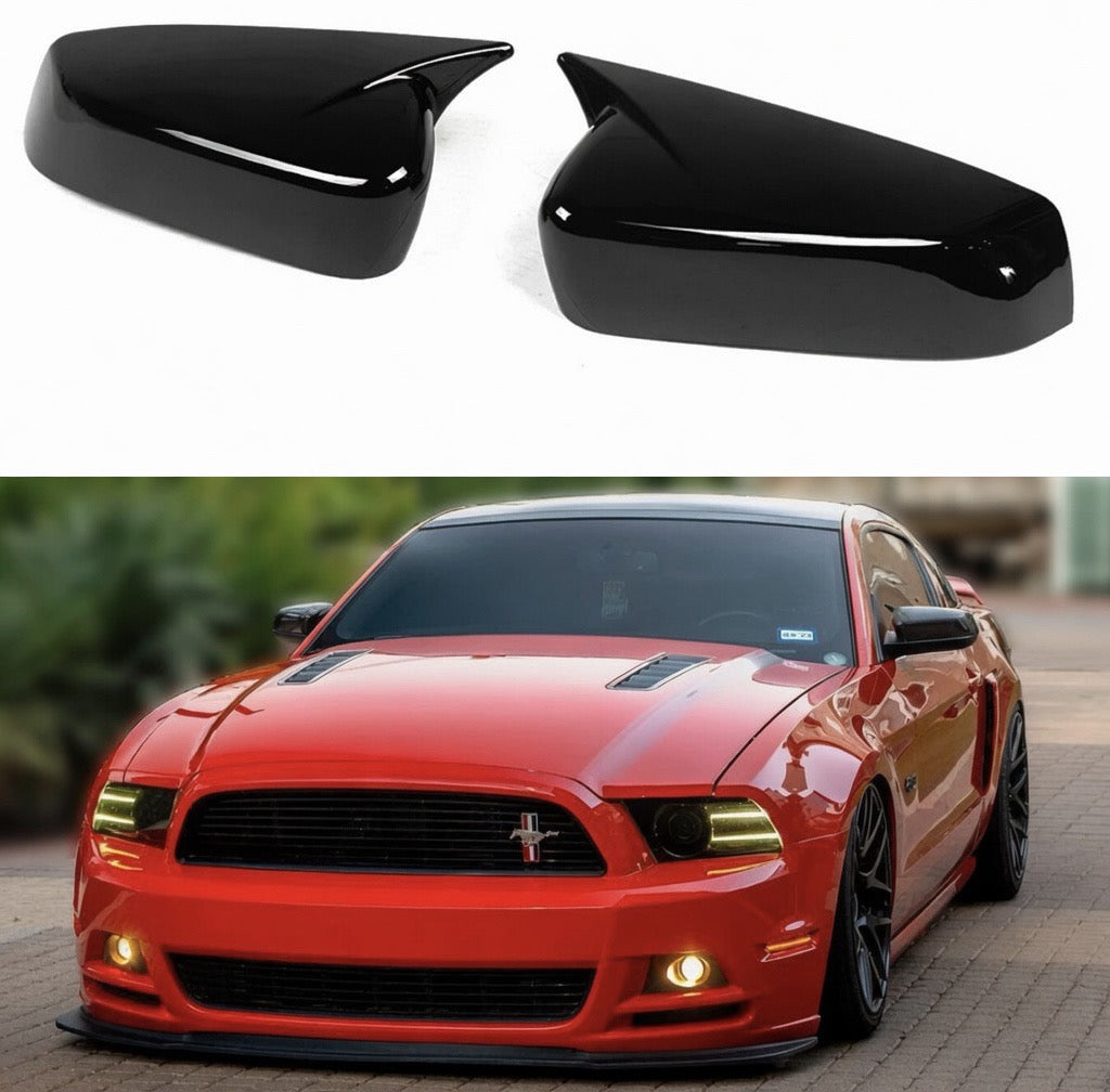GLOSS BLACK SIDE MIRROR COVERS - FORD MUSTANG (2010–2014)