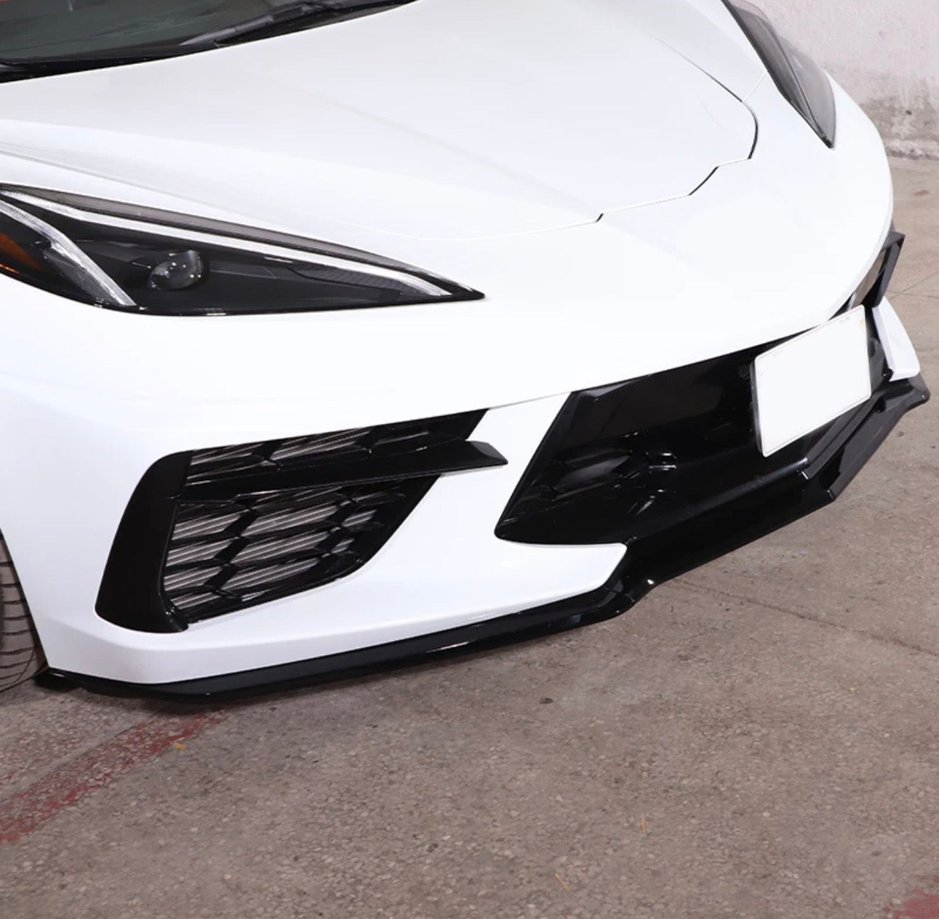 AAD PERFORMANCE GLOSS BLACK 3PC FRONT LIP SPOILER - C8 CORVETTE