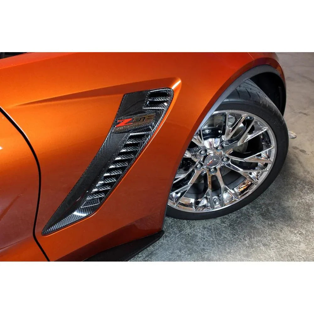 CARBON FIBER FRONT BUMPER SIDE FENDER GRILLE VENTS - CHEVROLET CORVETTE C7 Z06 (2015–2019)