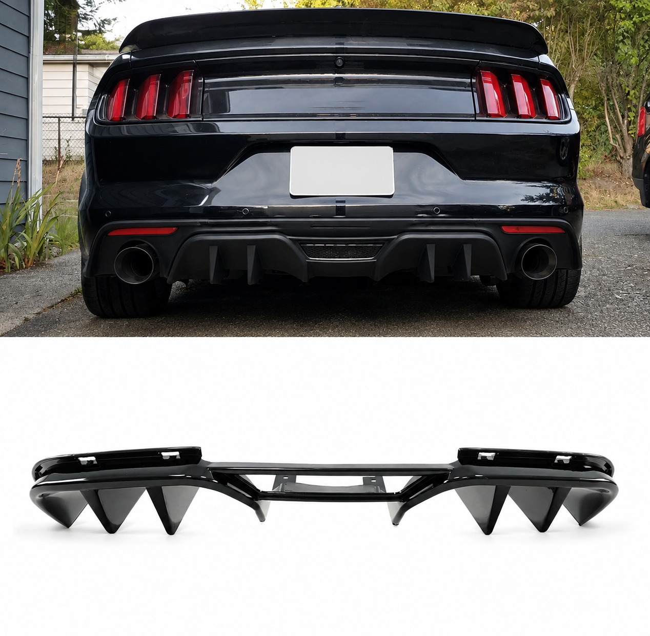 V1 MATTE BLACK REAR BUMPER DIFFUSER - FORD MUSTANG (2015–2017)