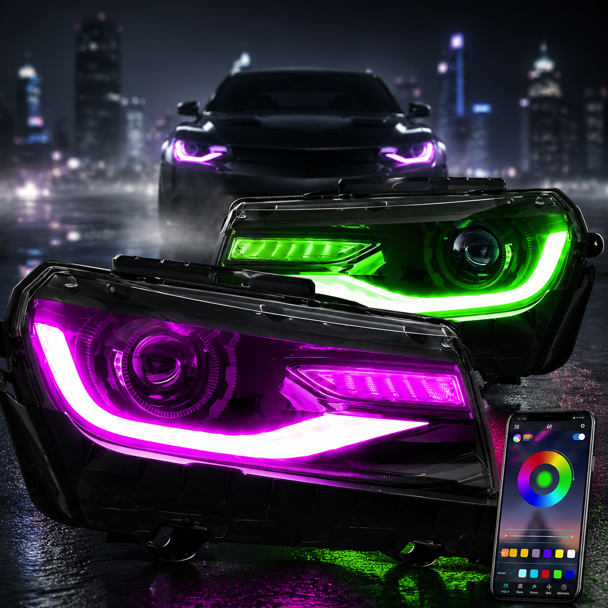 AAD Style RGB LED Headlights – Chevrolet Camaro 2014-2015
