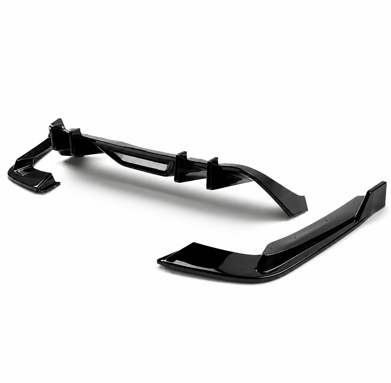 V3 STYLE GLOSS BLACK REAR BUMPER DIFFUSER W/ CORNER EXTENSIONS - FORD MUSTANG (2015–2017)