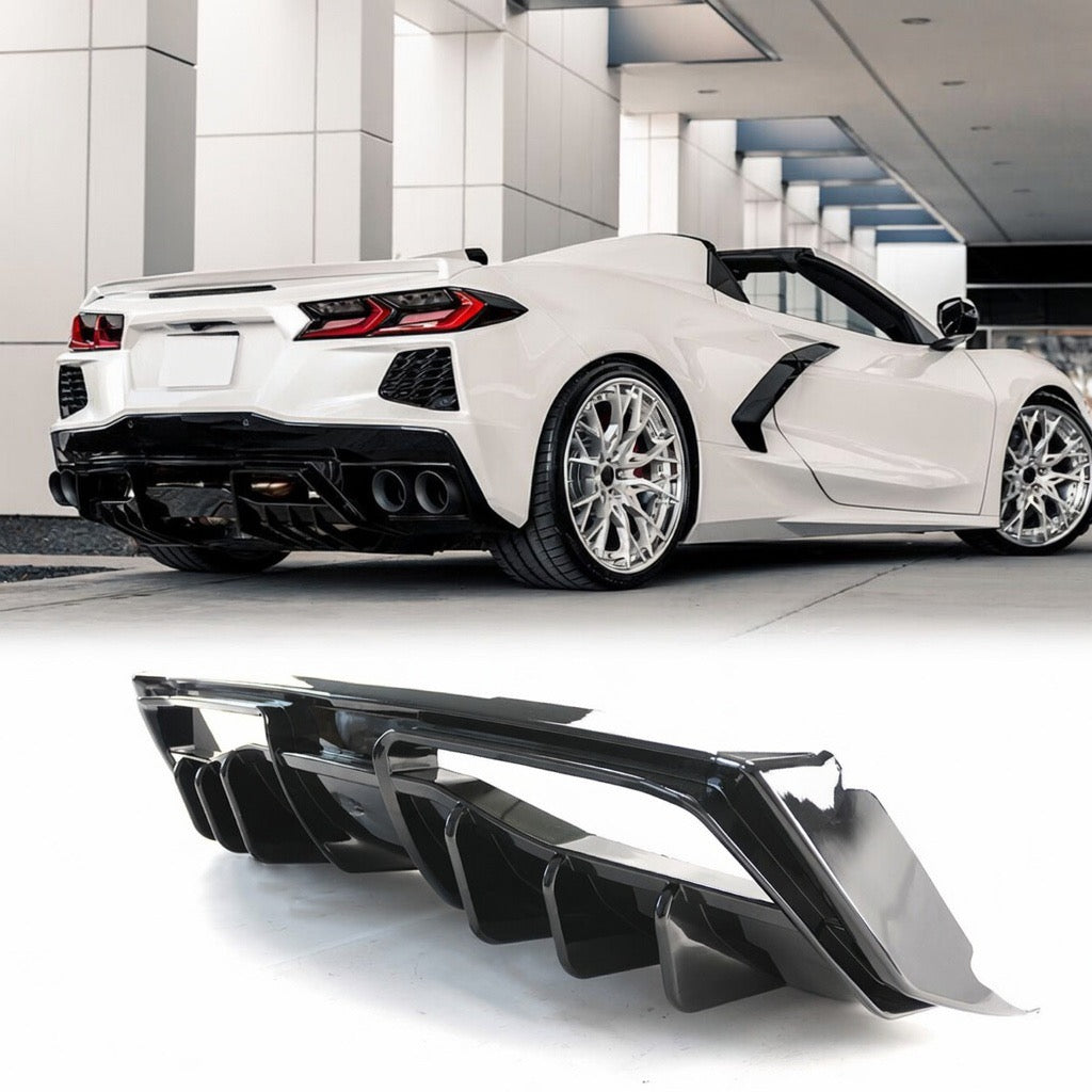 2020–2026 Chevrolet Corvette C8 Z51 Gloss Black V3 Rear Bumper Diffuser Add-On