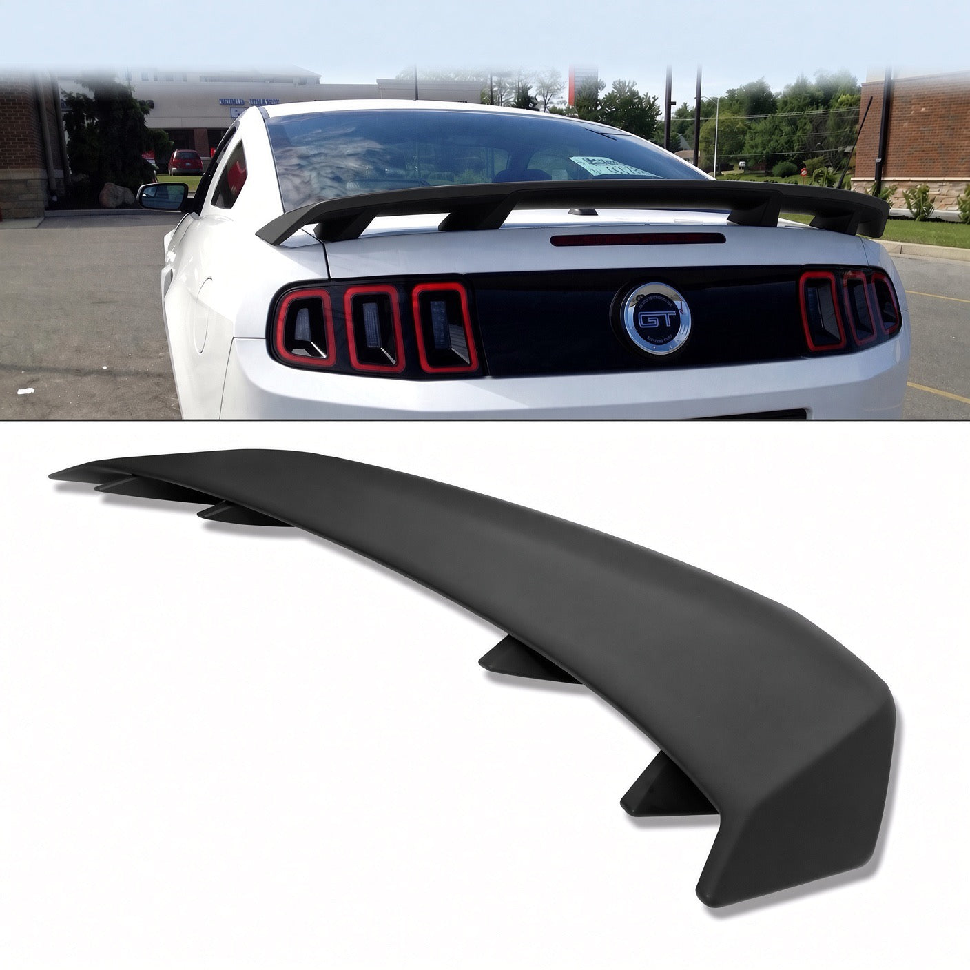 MMD GT500 STYLE MATTE BLACK REAR TRUNK WING SPOILER - FORD MUSTANG (2010–2014)