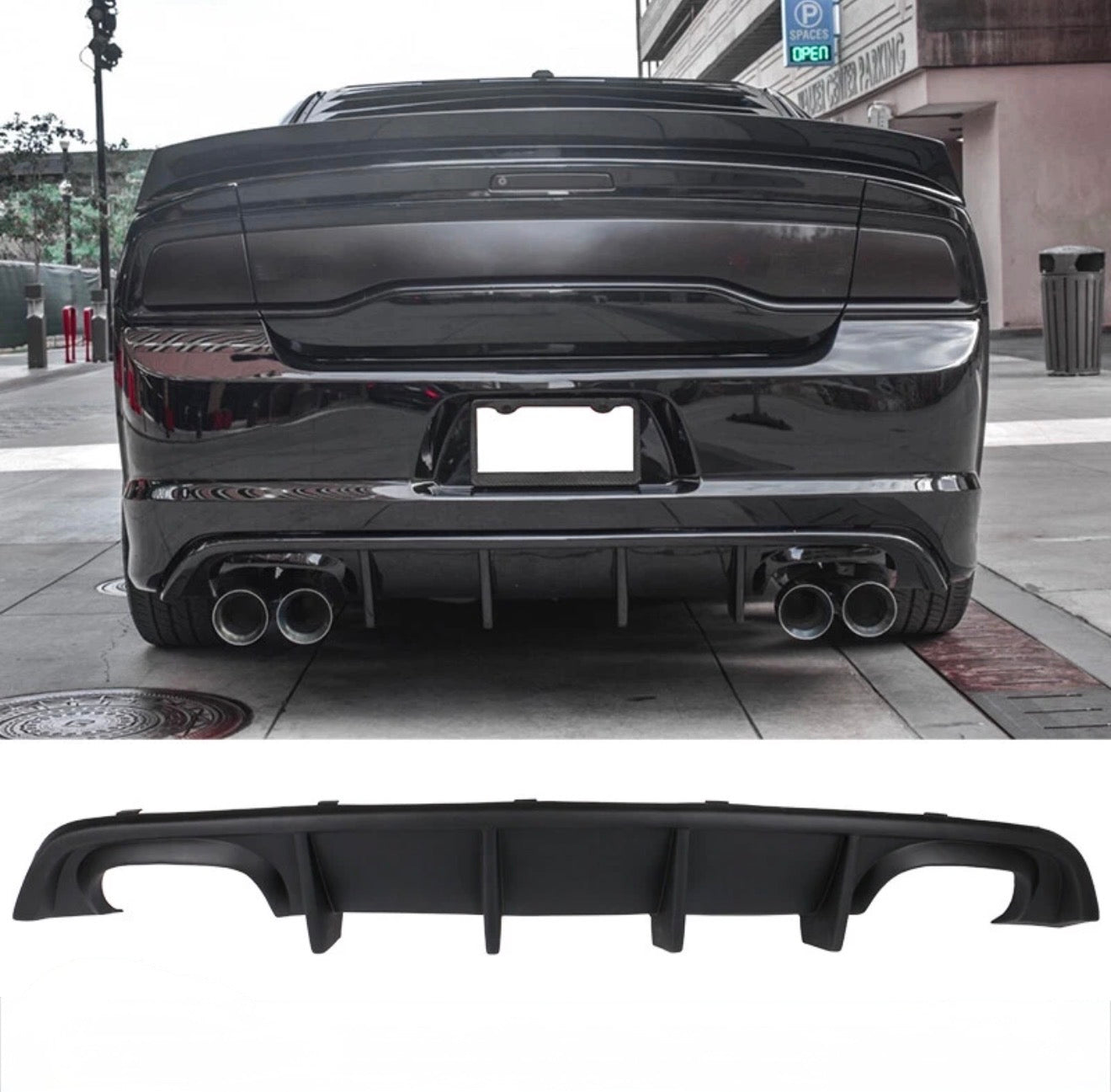 QUAD EXHAUST REAR BUMPER LIP DIFFUSER - DODGE CHARGER SRT8 (2012–2014)