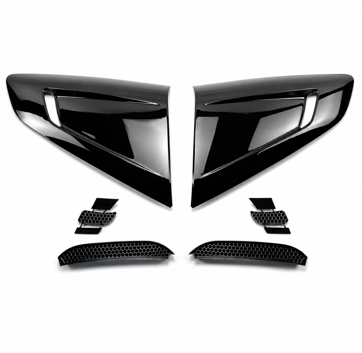 TRACKFORM GLOSS BLACK SIDE QUARTER WINDOW LOUVERS SUN SHADE COVERS - FORD MUSTANG (2015–2022)