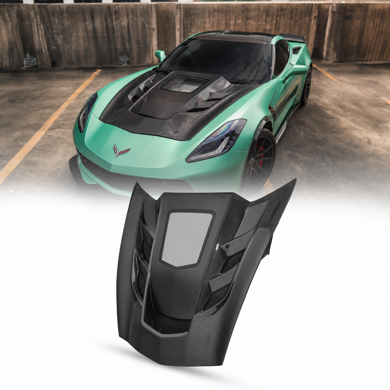 TYPE-VS1 DOUBLE-SIDED DRY CARBON FIBER VENTED HOOD- CHEVROLET CORVETTE C7 STINGRAY | Z51 | GRAND SPORT | Z06 (2014–2019)