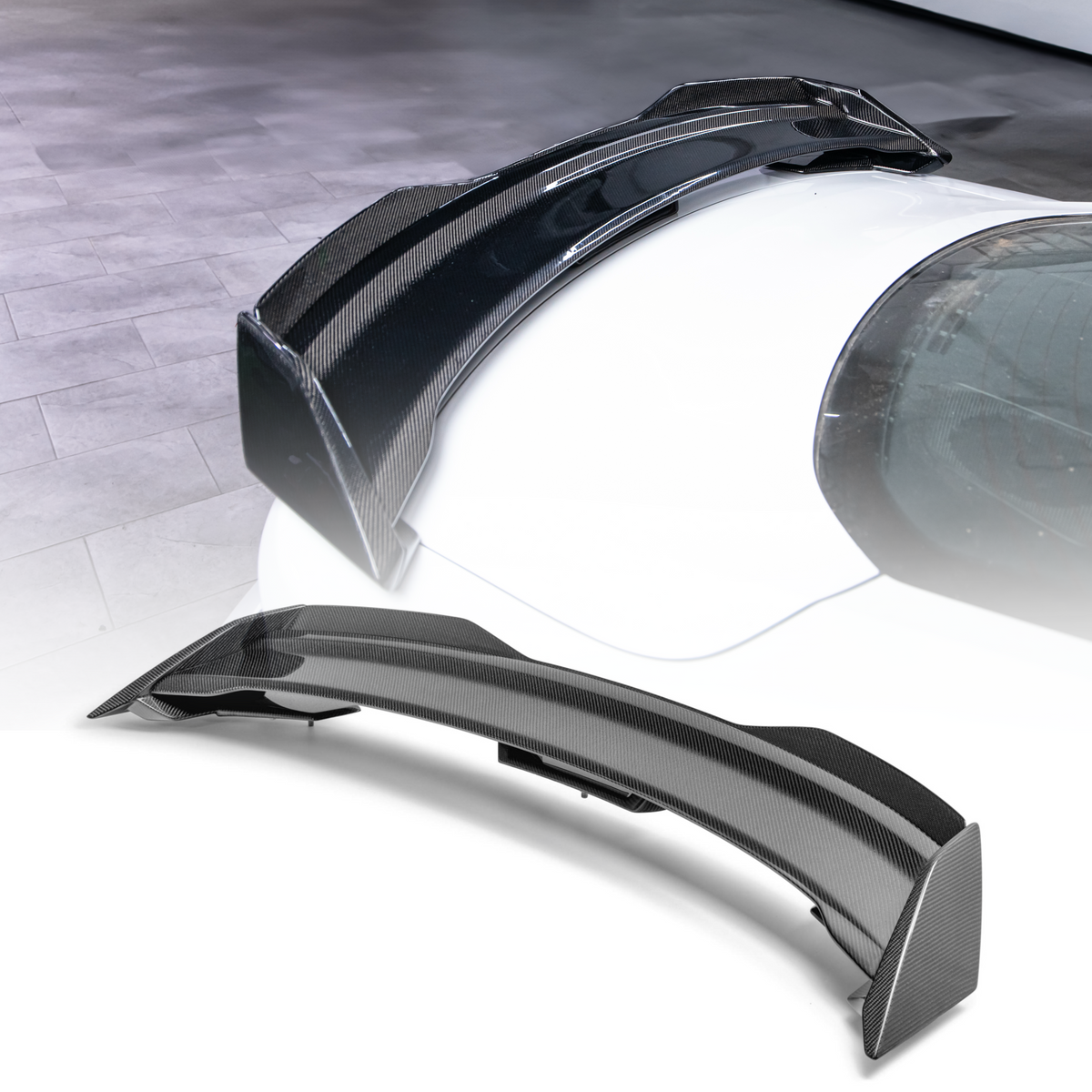 DARK HORSE STYLE 2-PIECE GLOSS CARBON FIBER REAR SPOILER - FORD MUSTANG S650 (2024+)