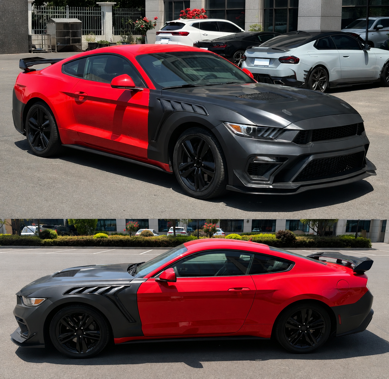 GTD STYLE FRONT BLACK FENDERS (PAIR) - FORD MUSTANG V6/GT (2015–2017)