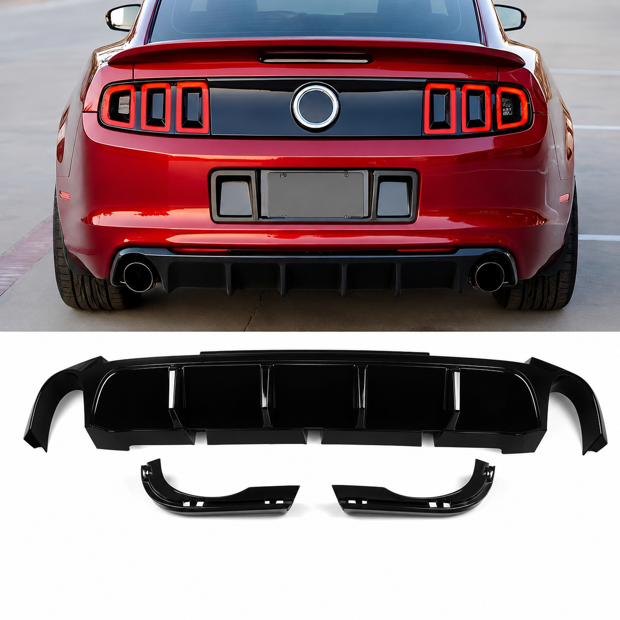 GT500 STYLE POLYPROPYLENE REAR DIFFUSER WITH FINS - FORD MUSTANG (2013–2014)