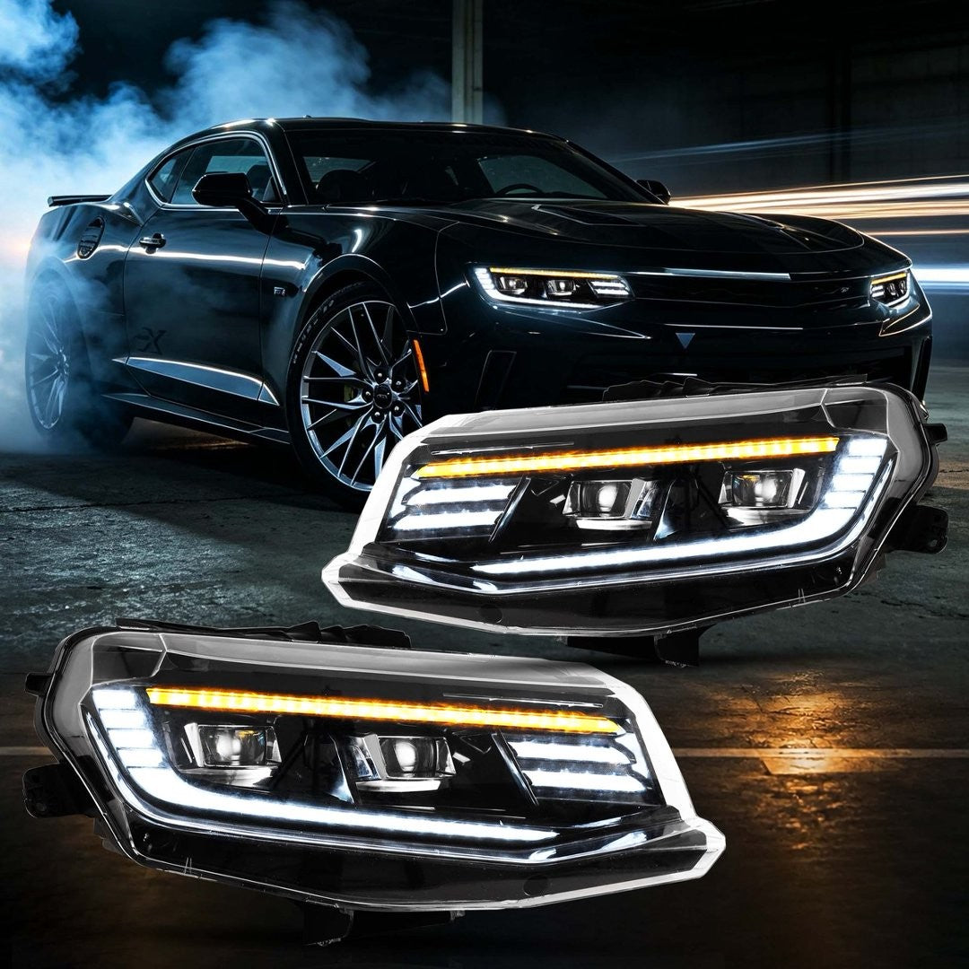 LED PROJECTOR HEADLIGHTS WITH STARTUP ANIMATION - CHEVROLET CAMARO LT / LS / RS / SS / ZL1 (2016–2018)
