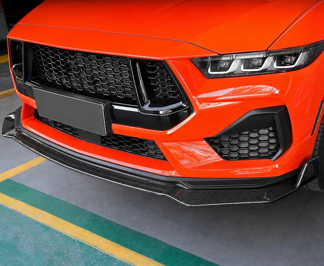VIS RACING REAL CARBON FIBER FRONT LIP SPLITTER EXTENSION - FORD MUSTANG GT / ECOBOOST (2024+)