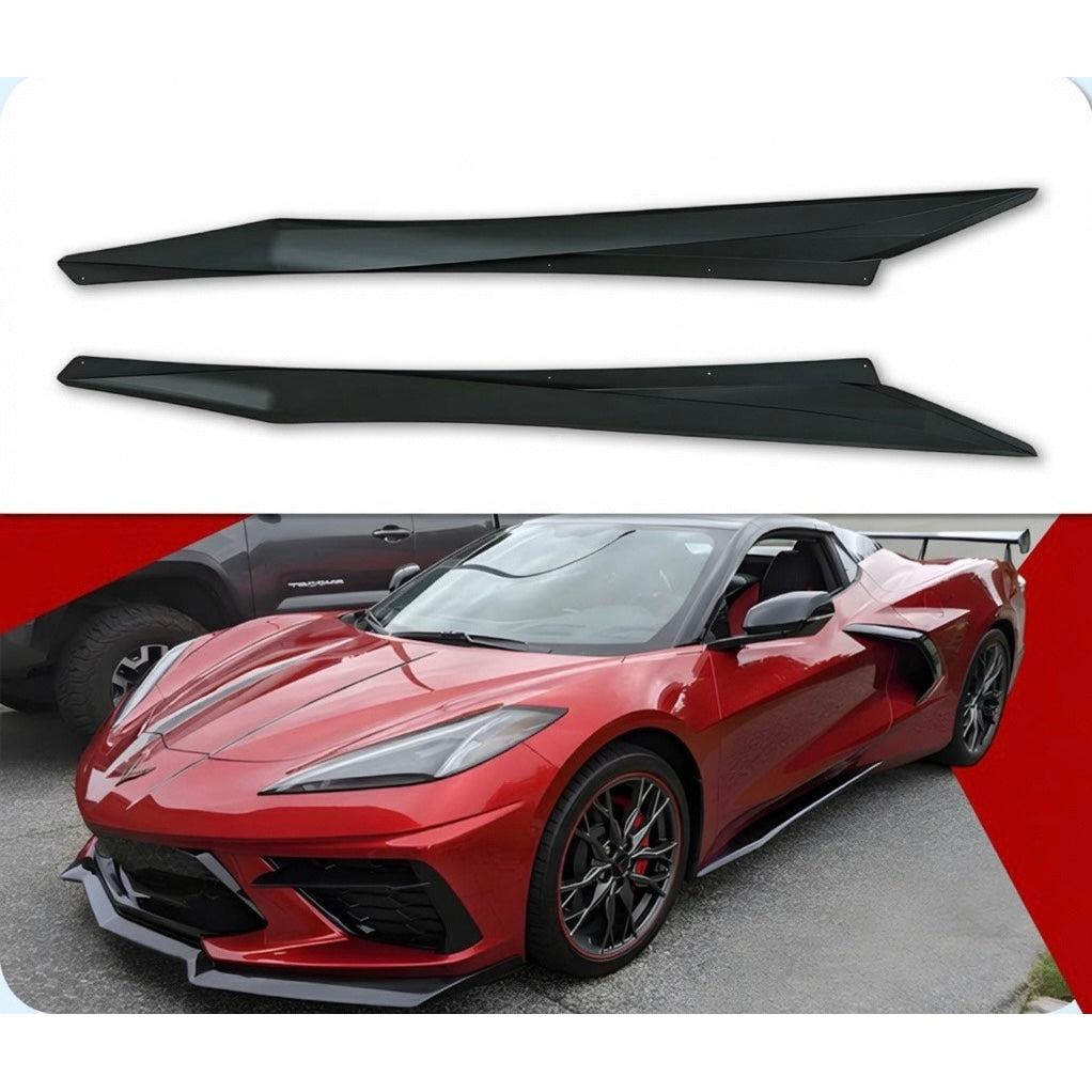 2020–2026 Chevrolet Corvette C8 Z51 Style Gloss Black Side Skirt Extensions