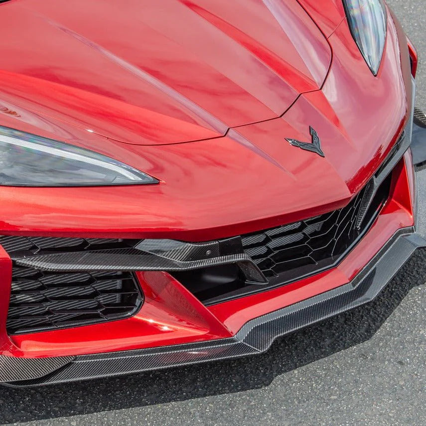 Chevrolet Corvette C8 Z06 & E-Ray Dry Pre-Preg Carbon Fiber Z07 Style Front Splitter and Canards