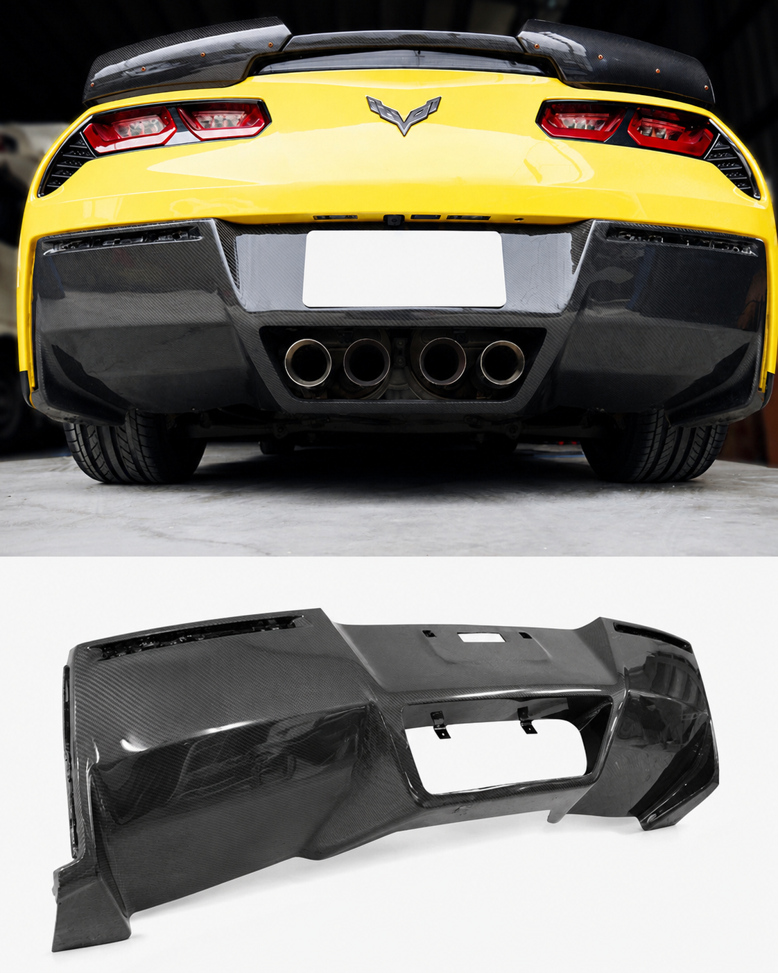 DRY CARBON FIBER REAR BUMPER DIFFUSER - CHEVROLET CORVETTE C7 (2014–2019)