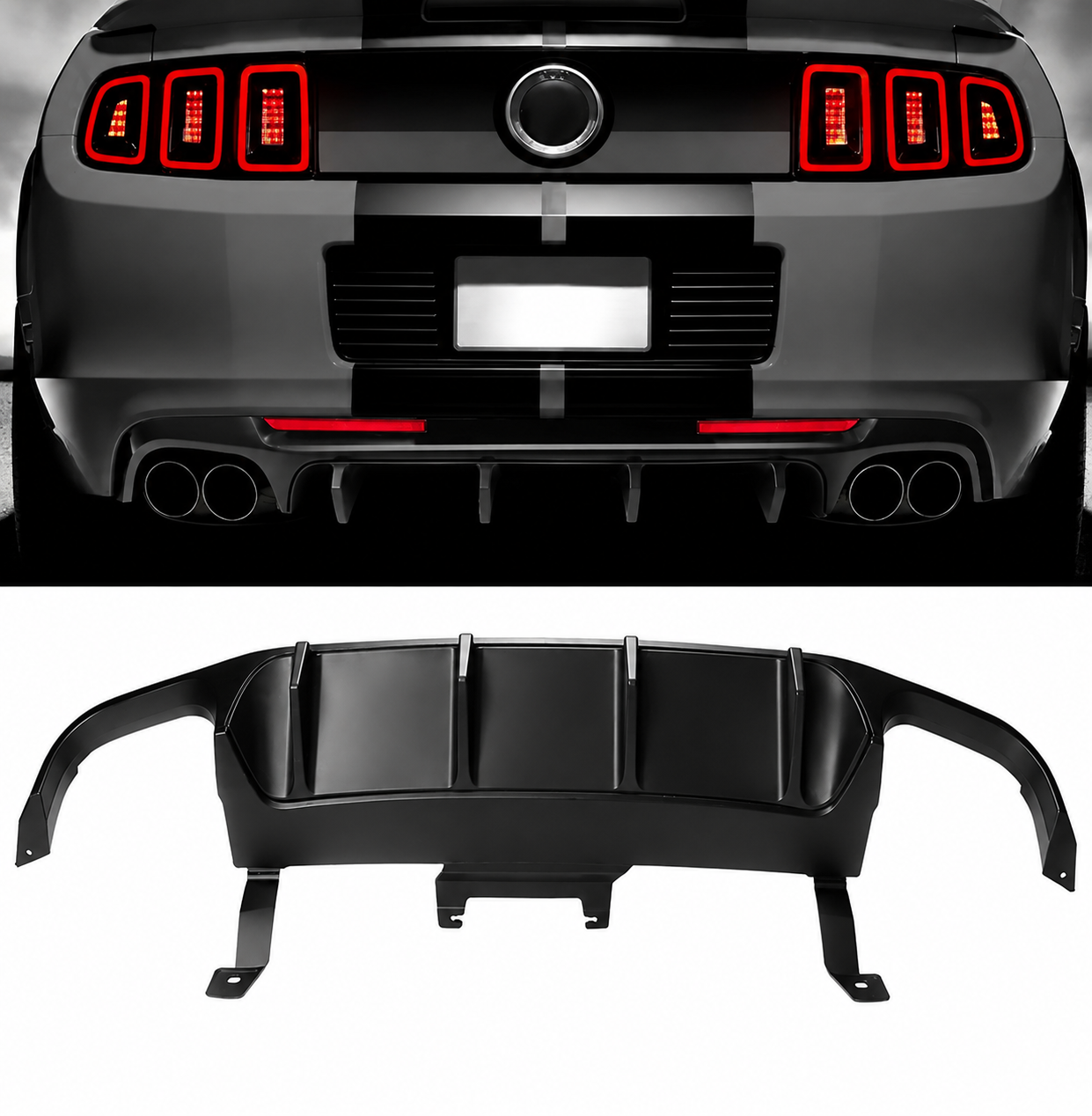 V2 MATTE BLACK REAR DIFFUSER - FORD MUSTANG GT500 (2013–2014)