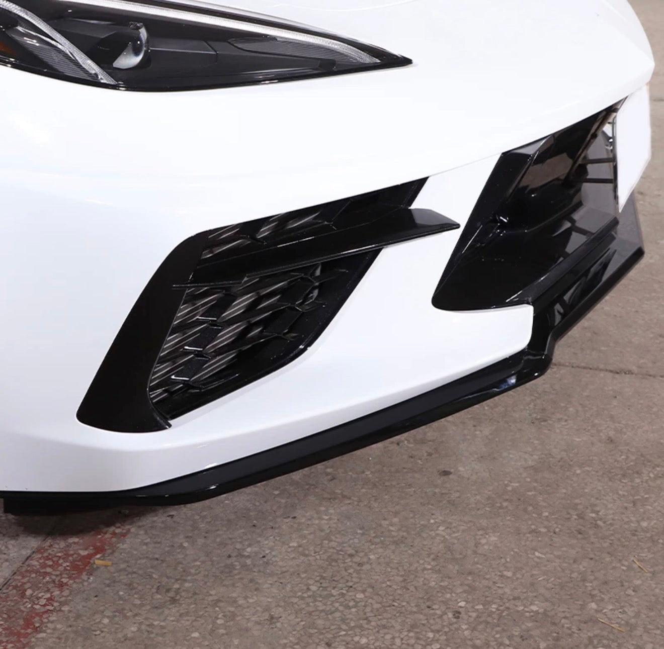 AAD PERFORMANCE GLOSS BLACK 3PC FRONT LIP SPOILER - C8 CORVETTE