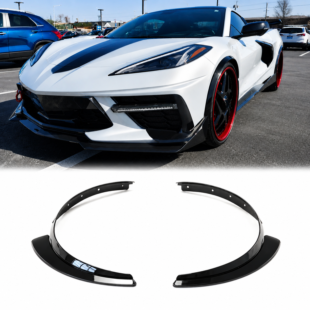 GLOSS BLACK SIDE WHEEL FENDER TRIMS - CHEVROLET CORVETTE C8 (2020–2025)
