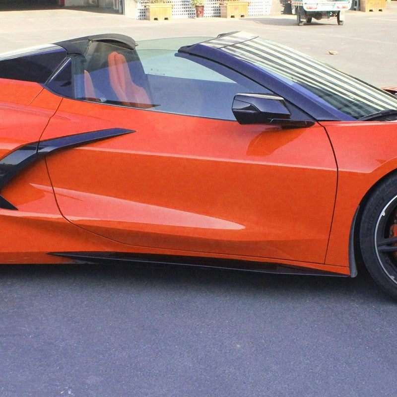 2020–2026 Chevrolet Corvette C8 Z51 Style Gloss Black Side Skirt Extensions