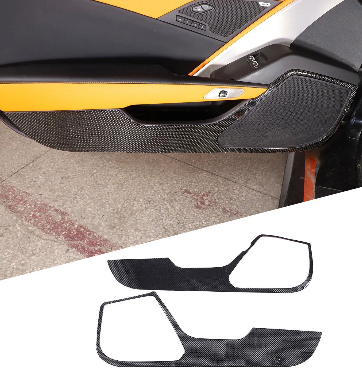 CARBON FIBER INTERIOR DOOR ANTI-KICK PANEL TRIM COVER - CHEVROLET CORVETTE C7 (2014–2019)