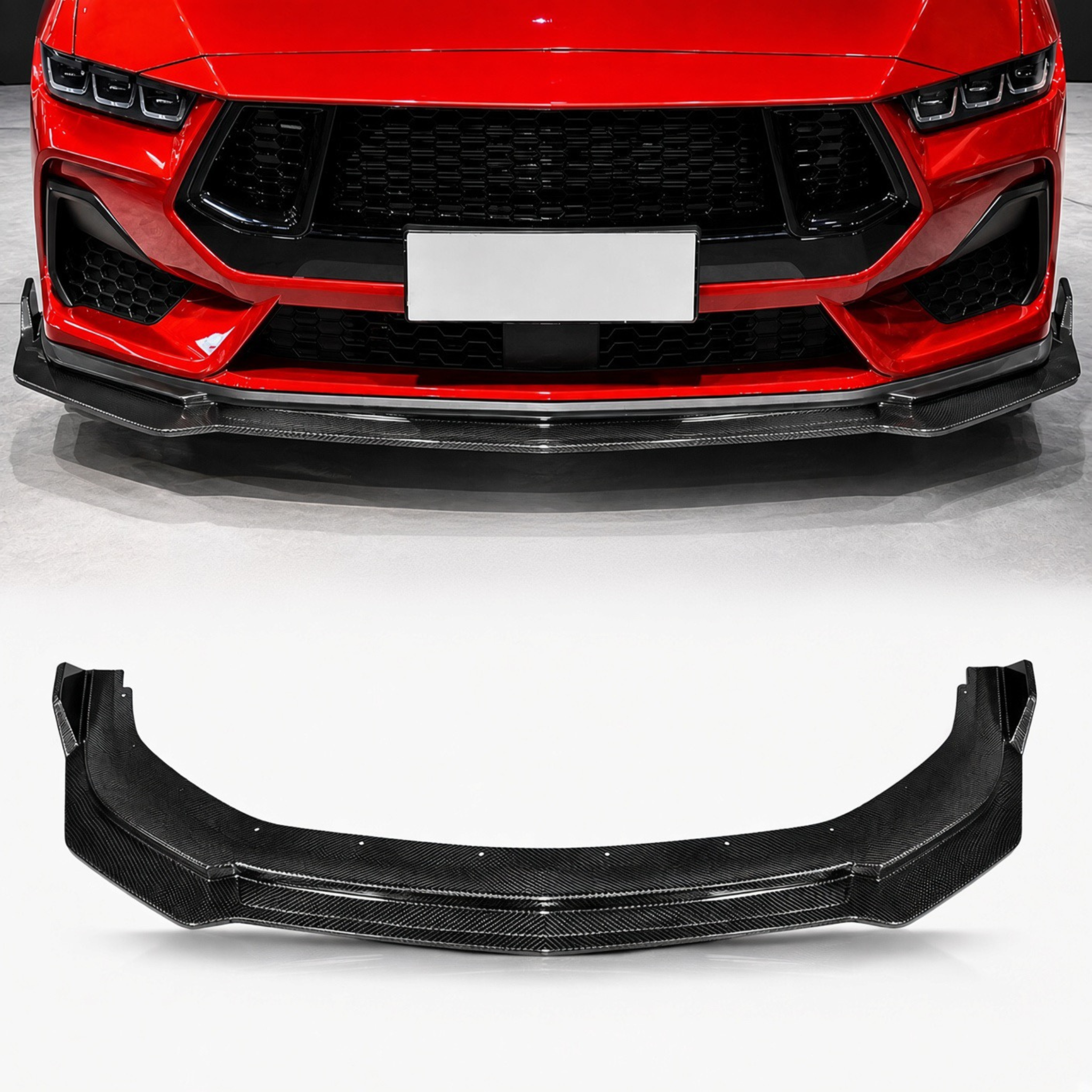 VIS RACING REAL CARBON FIBER FRONT LIP SPLITTER EXTENSION - FORD MUSTANG GT / ECOBOOST (2024+)