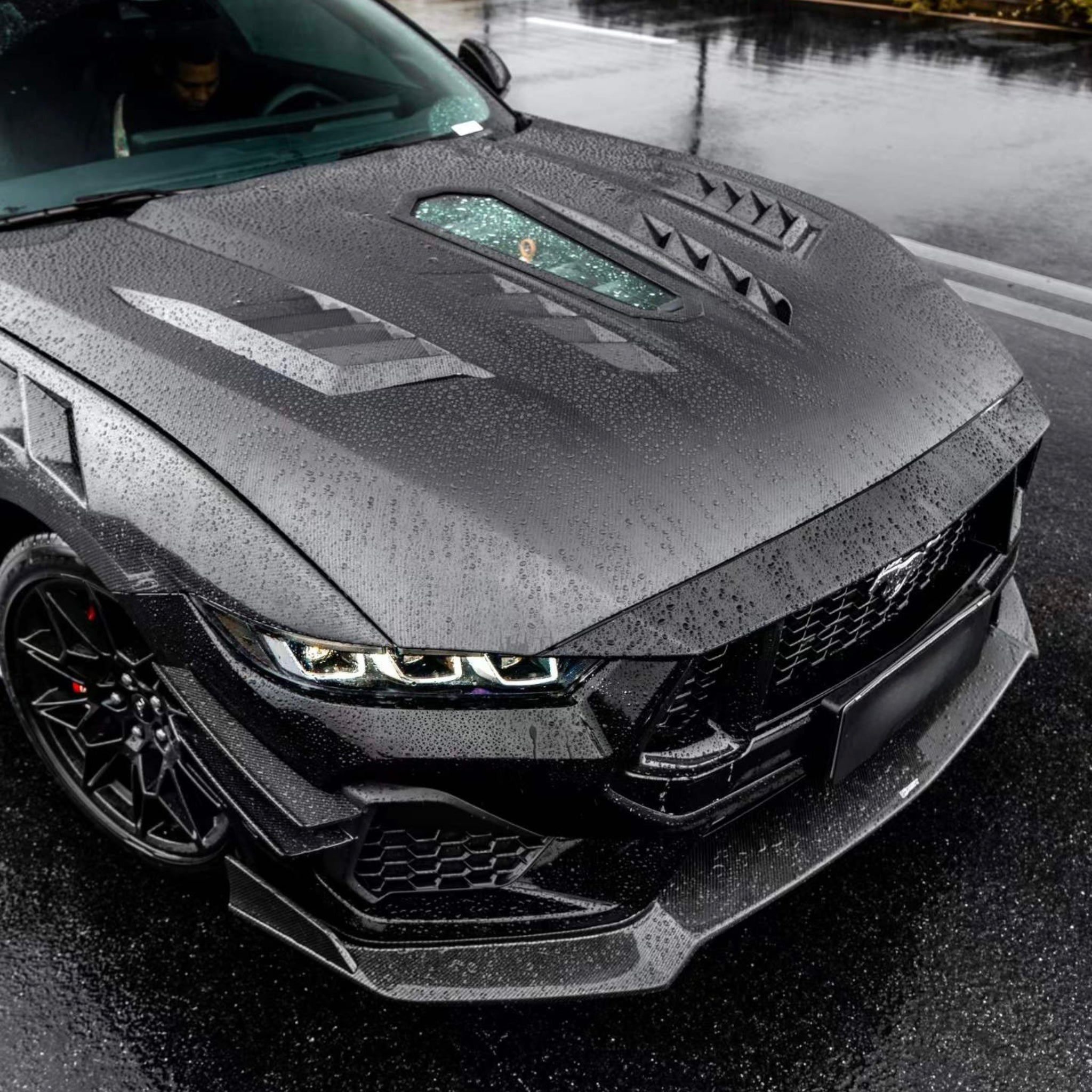 SPEEDFORM REAL CARBON FIBER FRONT LIP SPLITTER EXTENSION - FORD MUSTANG GT / ECOBOOST (2024+)