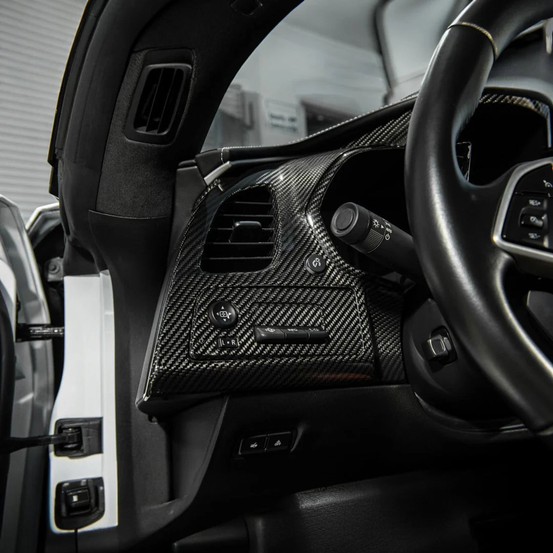 DRY CARBON FIBER DRIVER INSTRUMENT PANEL TRIM COVER - CHEVROLET CORVETTE C7 (2014–2019)