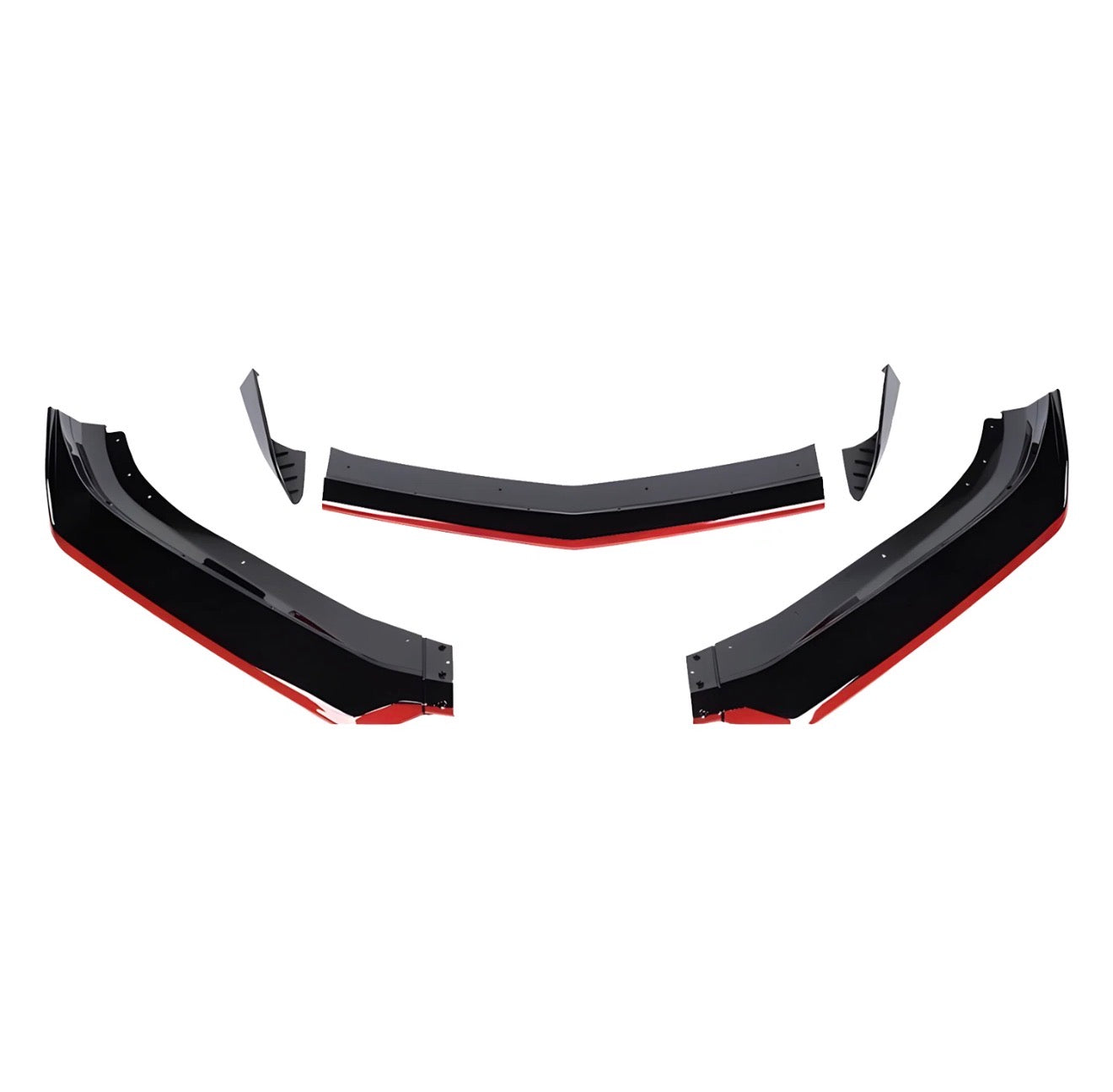 1LE STYLE GLOSS BLACK FRONT BUMPER LIP SPLITTER WITH RED ACCENT LINE - CHEVROLET CAMARO (2016–2024)