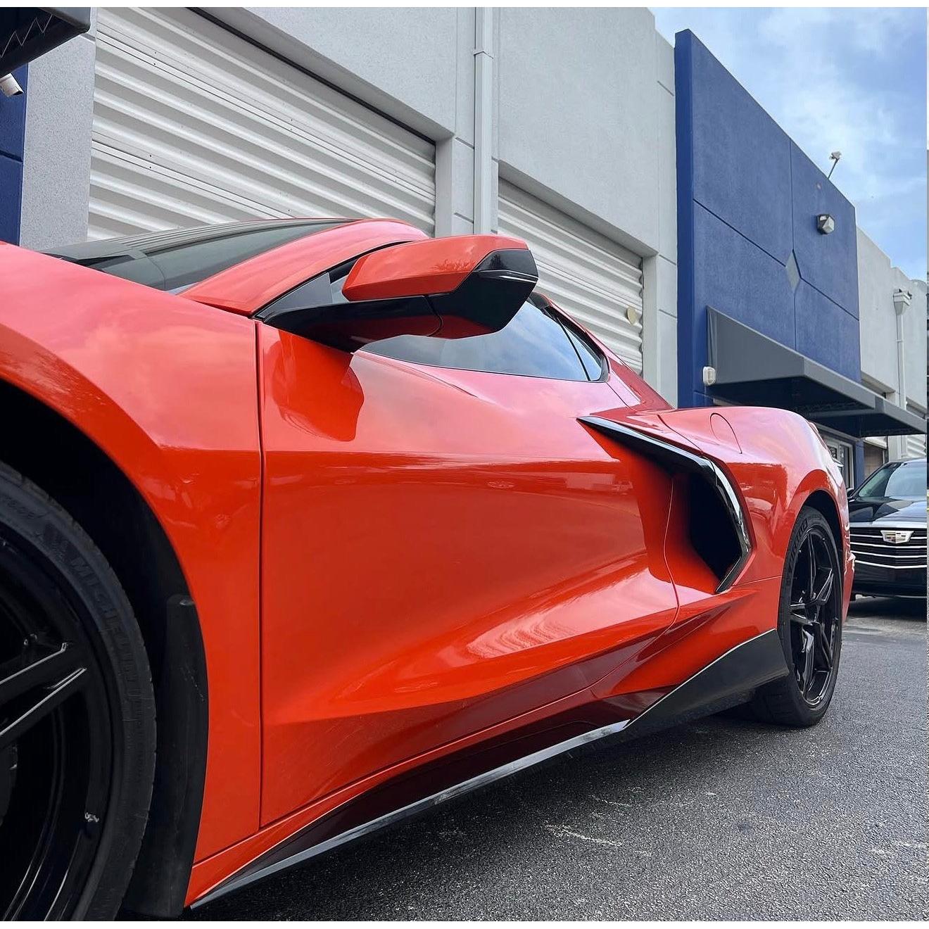 2020–2026 Chevrolet Corvette C8 5VM Style Gloss Black Side Skirts Rocker Panels