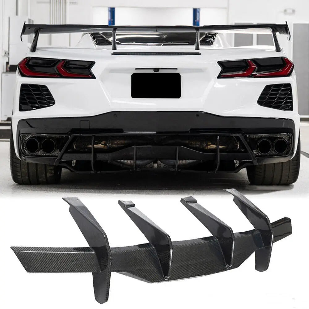 2020–2026 Chevrolet Corvette C8 Carbon Fiber Rear Diffuser with Canards