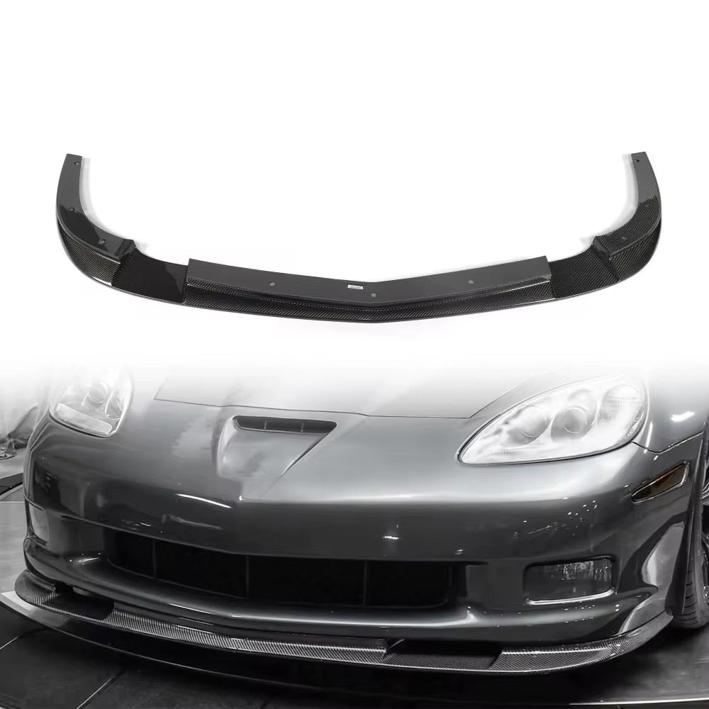 ZR1 STYLE CARBON FIBER FRONT BUMPER LIP SPLITTER - CORVETTE C6 Z06 / GRAND SPORT (2005–2013)