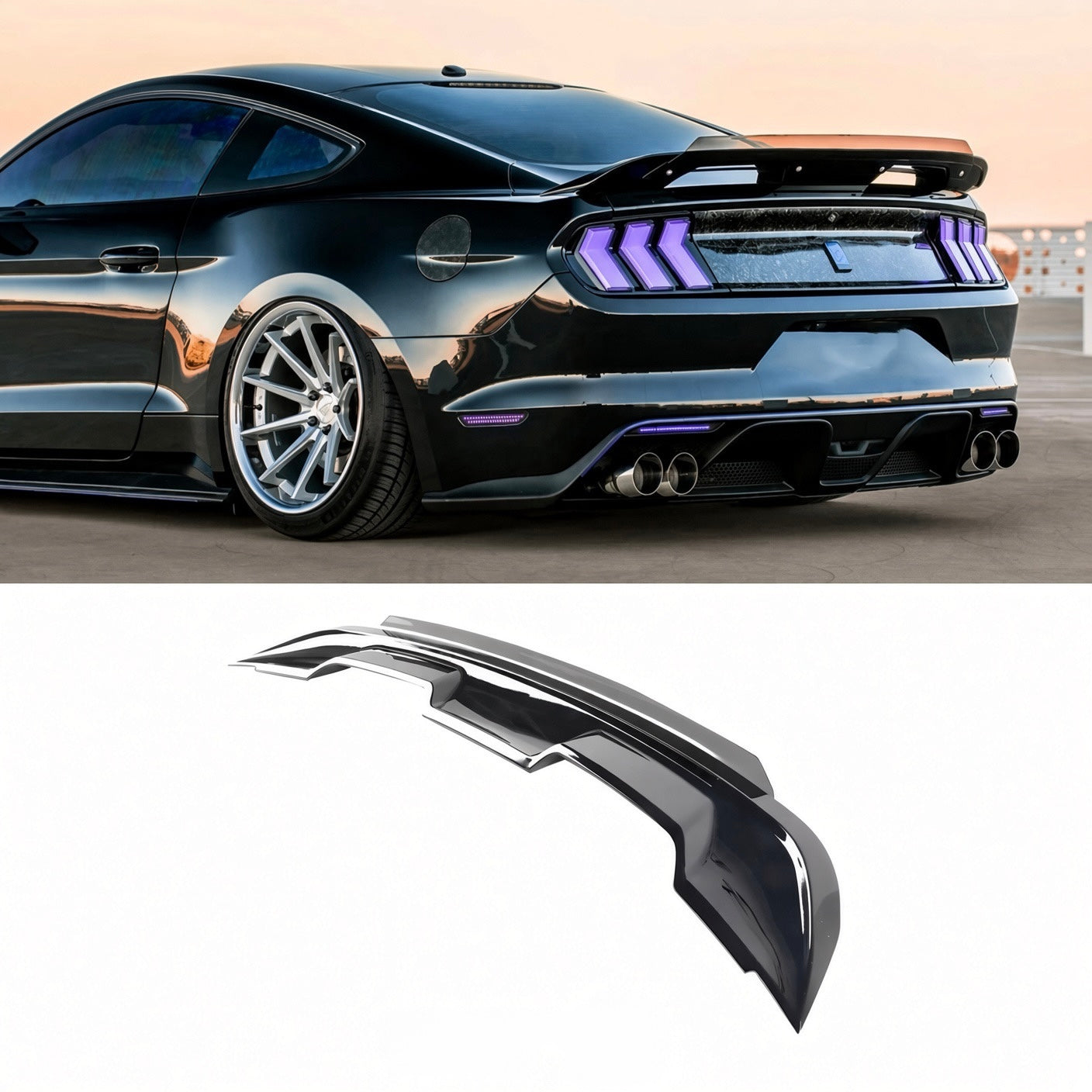 GT500 STYLE SMOKE GURNEY FLAP WICKER BILL SPOILER - FORD MUSTANG (2015–2023)