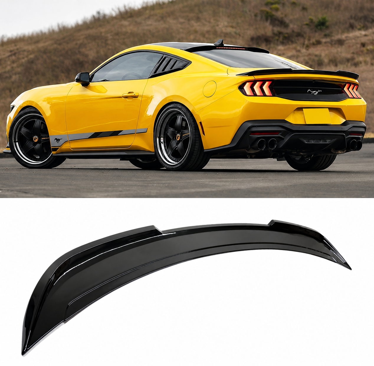 TRACKFORM GLOSS BLACK TRUNK SPOILER WING - FORD MUSTANG S650 (2024–2026)