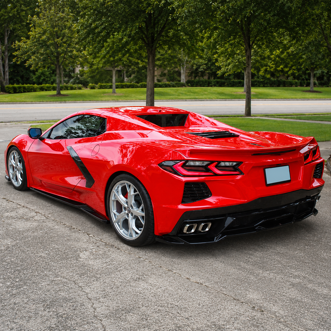 Chevrolet Corvette C8 Gloss Black Rear Bumper Add-On