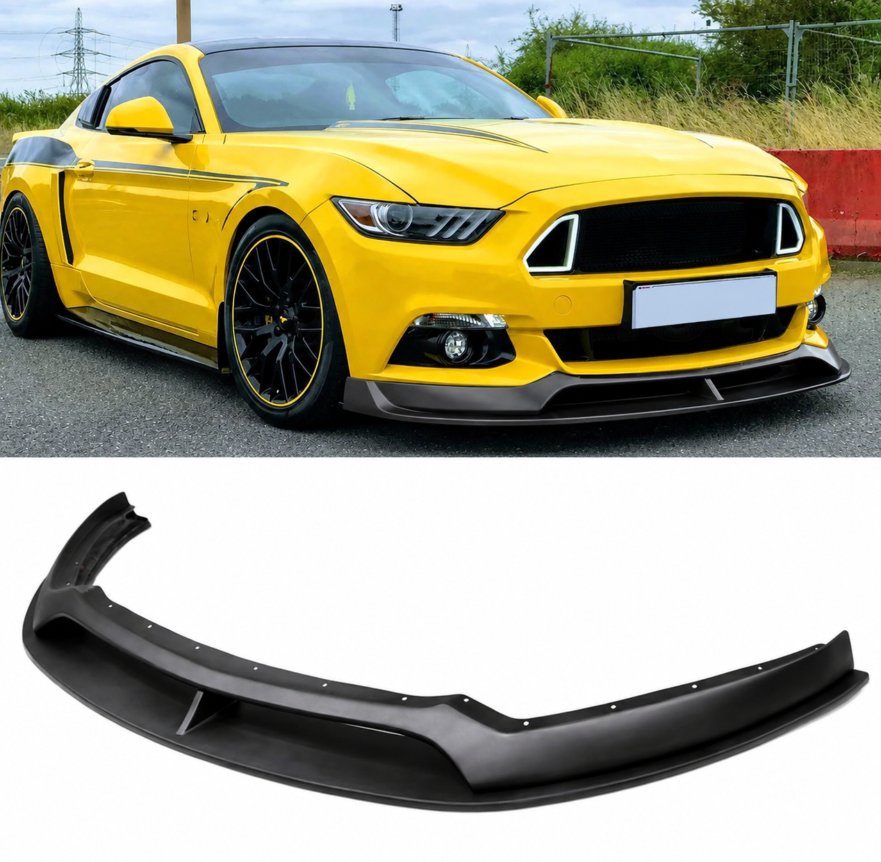 V5 MATTE BLACK FRONT BUMPER LIP - FORD MUSTANG (2015–2017)