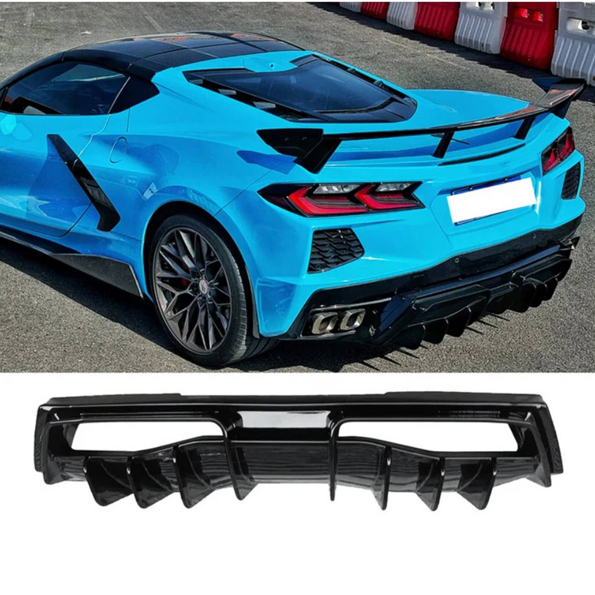 2020–2026 Chevrolet Corvette C8 Z51 Gloss Black V3 Rear Bumper Diffuser Add-On