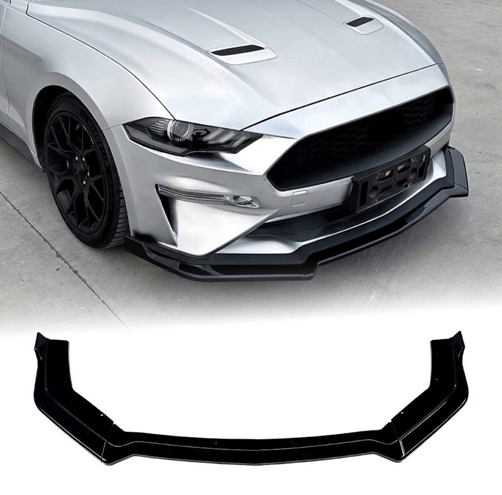 GT STYLE GLOSS BLACK FRONT BUMPER LIP SPLITTER - FORD MUSTANG (2018–2023)