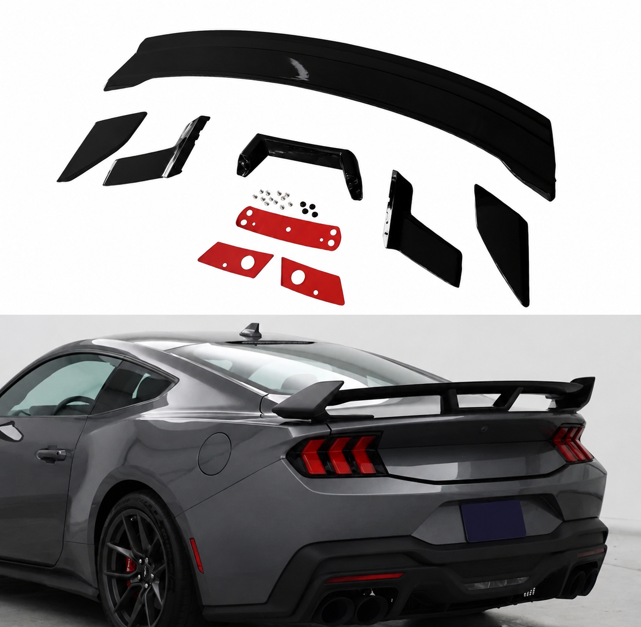 GLOSS BLACK DARK HORSE STYLE TRUNK SPOILER - FORD MUSTANG S650 (2024–2026)