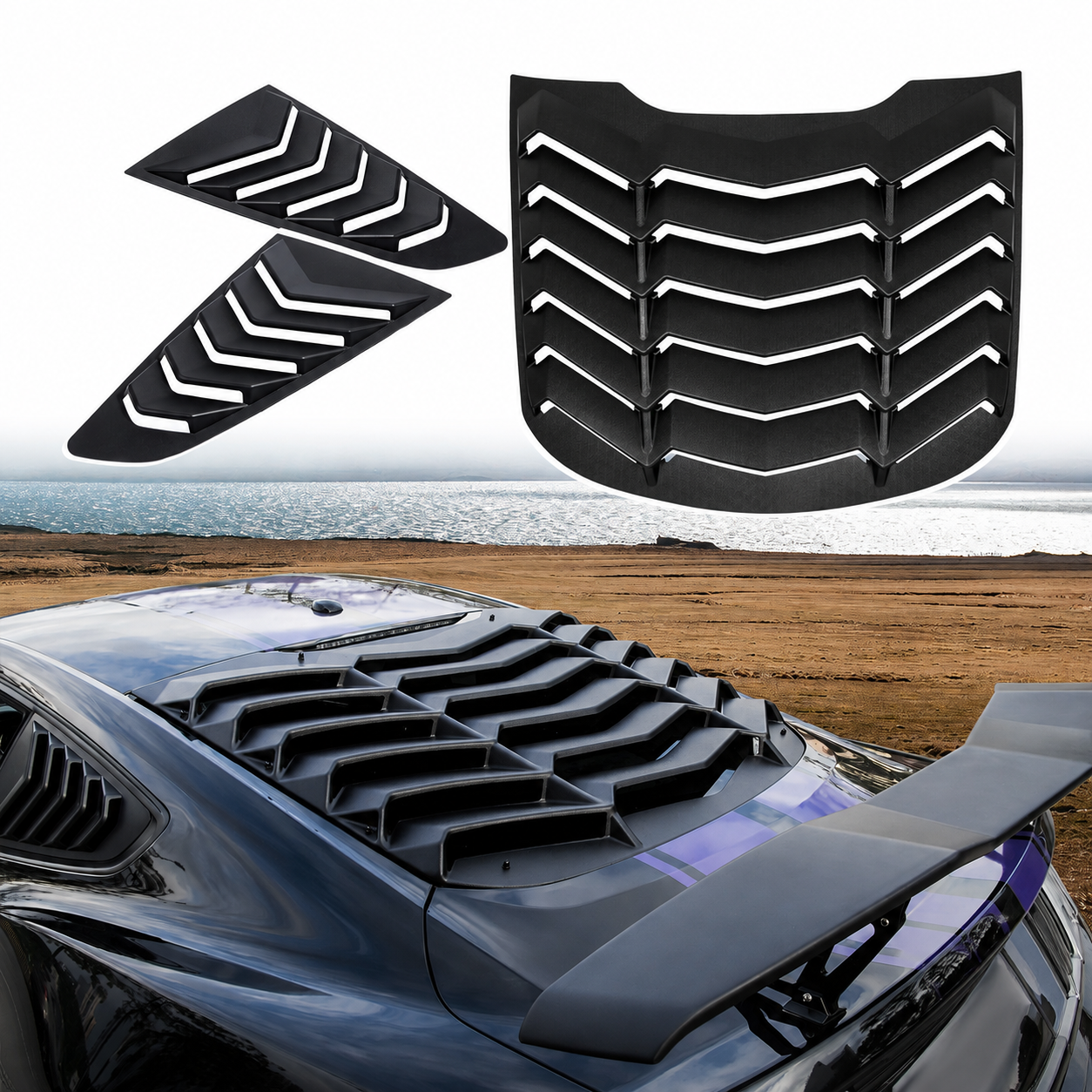 REAR WINDOW LOUVER & QUARTER SIDE SCOOP LOUVERS - FORD MUSTANG (2015–2021)