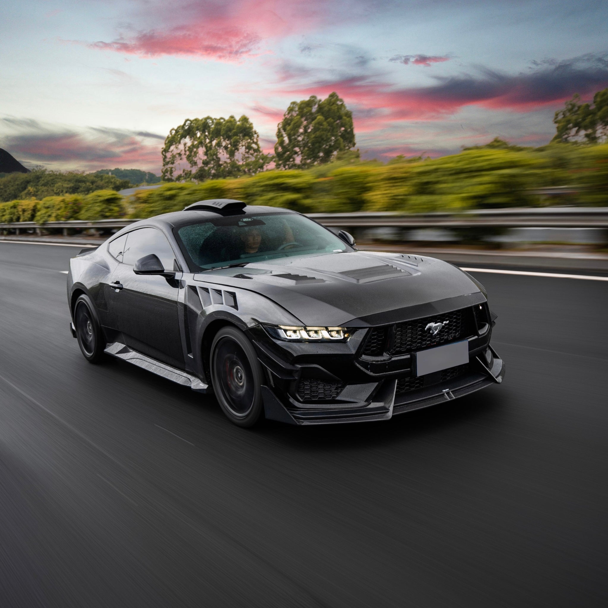 CARBON FIBER FRONT BUMPER LIP - FORD MUSTANG ECOBOOST / GT (2024–2025)