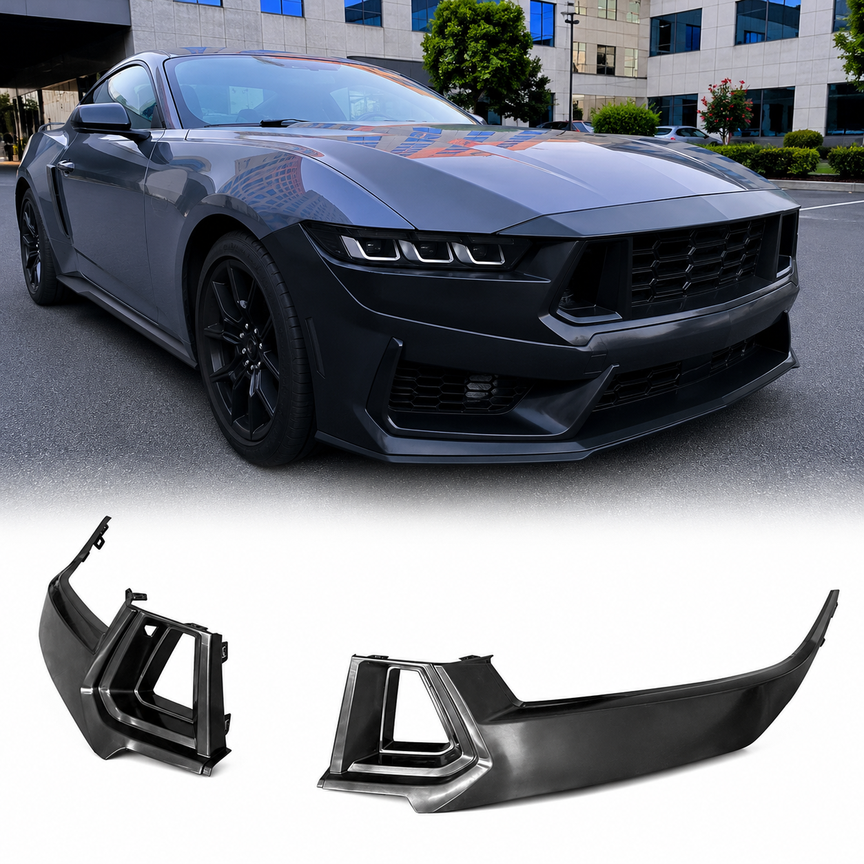 DARK HORSE STYLE FRONT UPPER GRILLE INSERTS - FORD MUSTANG (2024–PRESENT)