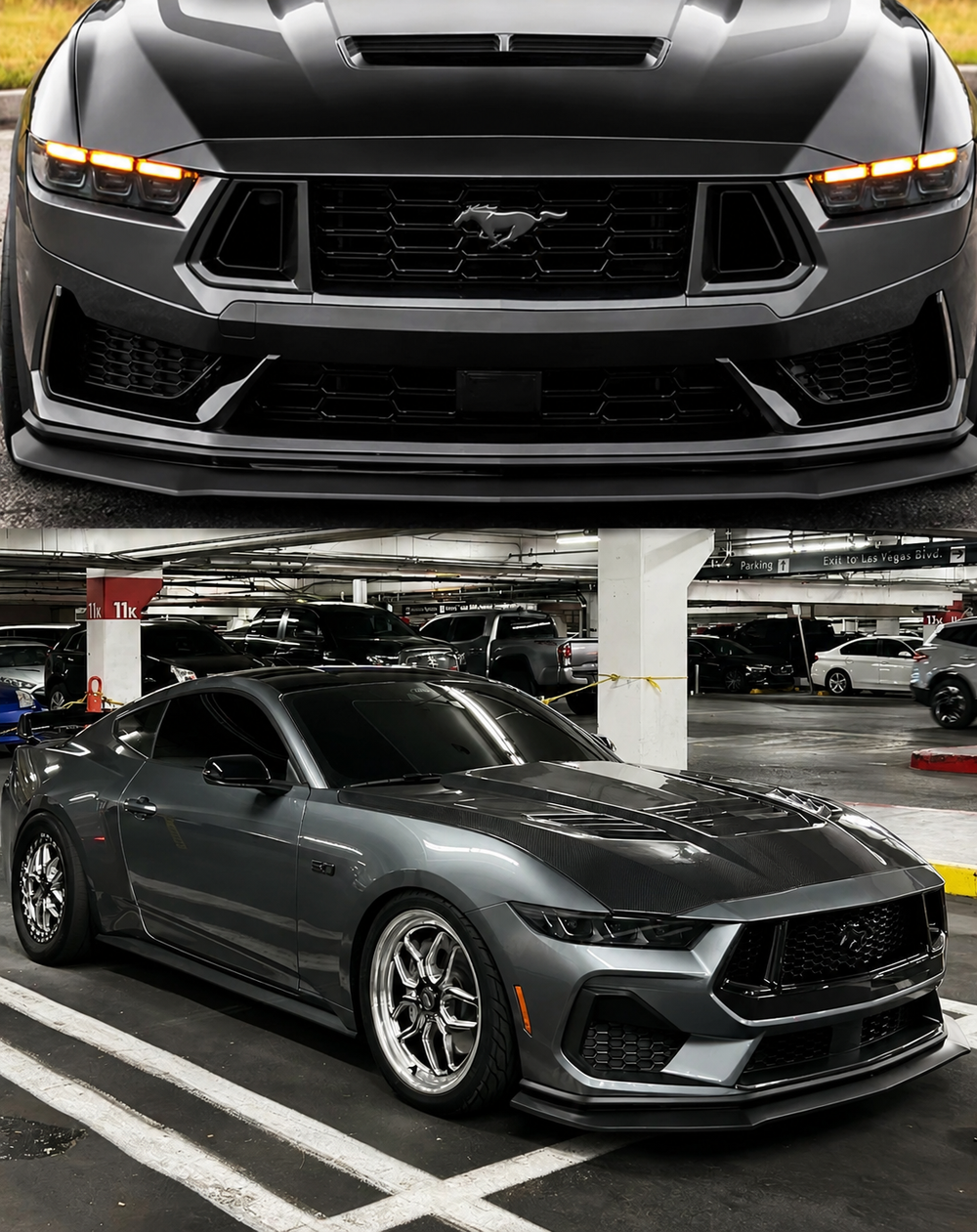 GTD Style Matte Black Front Bumper Lip Splitter - Ford Mustang S650 (2024+)