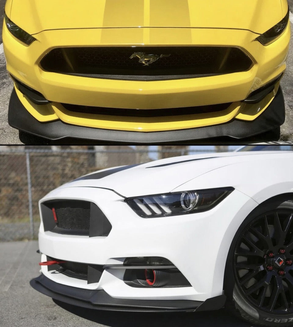 GLOSS BLACK FRONT BUMPER WINGLETS INSERT TRIM - FORD MUSTANG (2015–2017)
